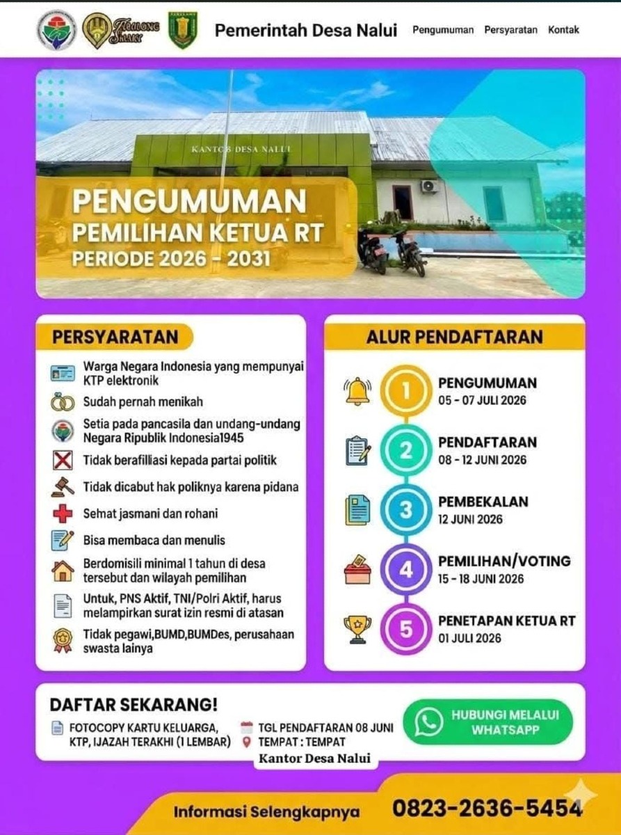 Pengumuman Pemilihan Ketua RT se Desa Nalui