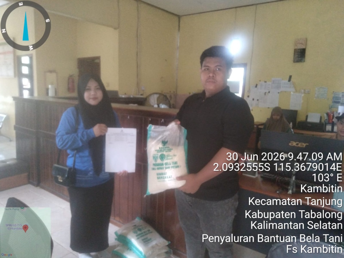 Pemdes Kambitin Fasilitasi Penyaluran Bantuan Beras Program Bela Tani BAZNAS Kab. Tabalong