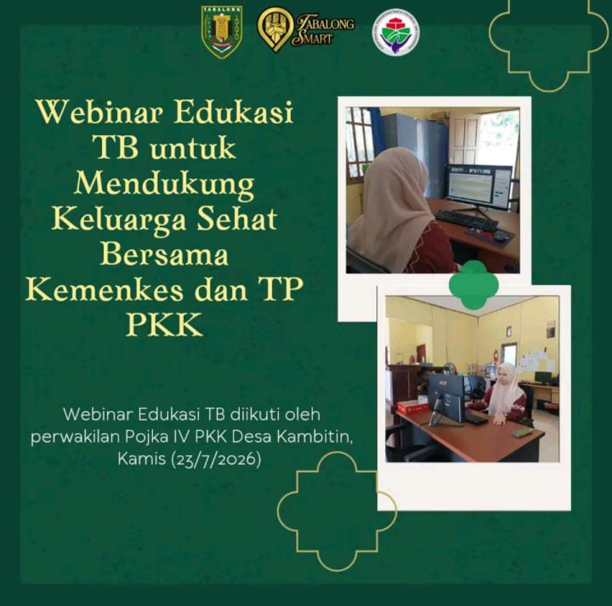 Tingkatkan Peran Kader Sehat, Perwakilan Pokja IV Ikuti Webinar Edukasi TB Kemenkes–TP PKK