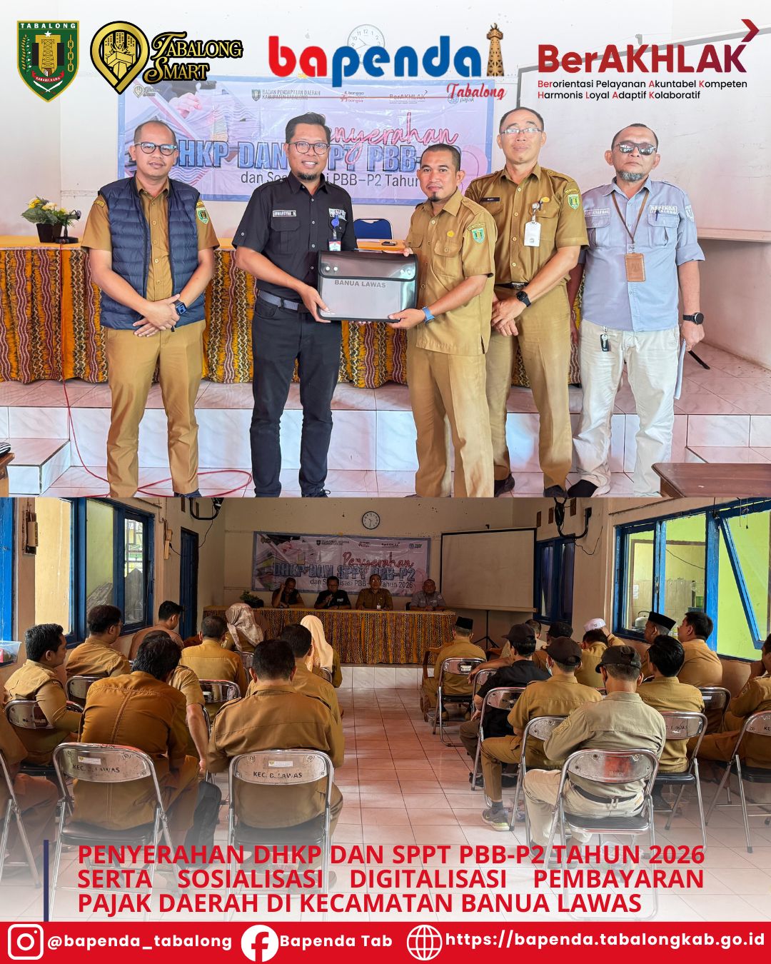 Bapenda Tabalong Serahkan DHKP dan SPPT PBB-P2 Tahun 2026 di Kecamatan Banua Lawas