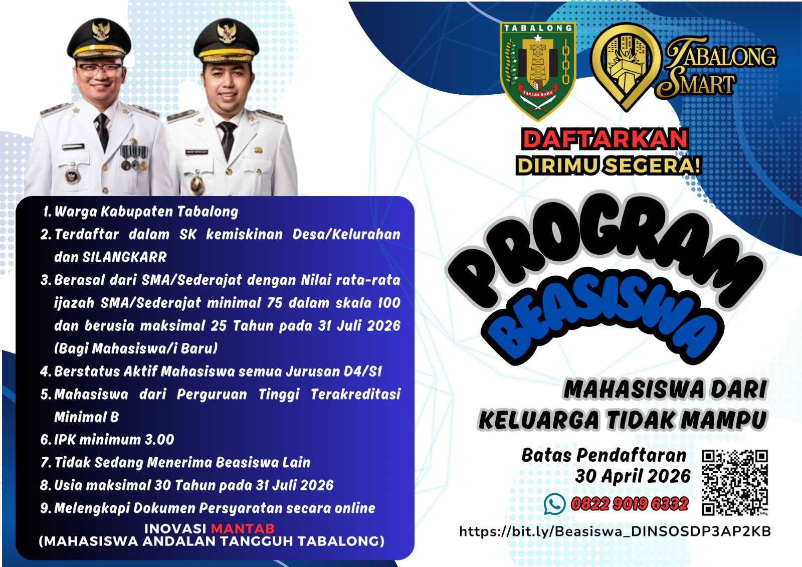 Pendaftaran Program Beasiswa Bagi Mahasiswa Dari Keluarga Tidak Mampu