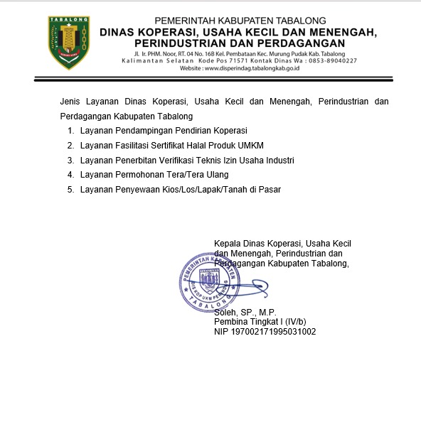 Jenis Layanan Dinas