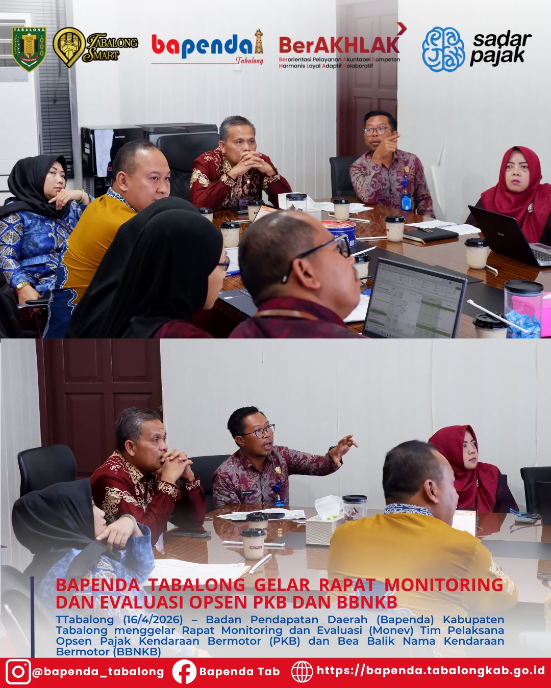 BAPENDA TABALONG GELAR RAPAT MONITORING DAN EVALUASI OPSEN PKB DAN BBNKB