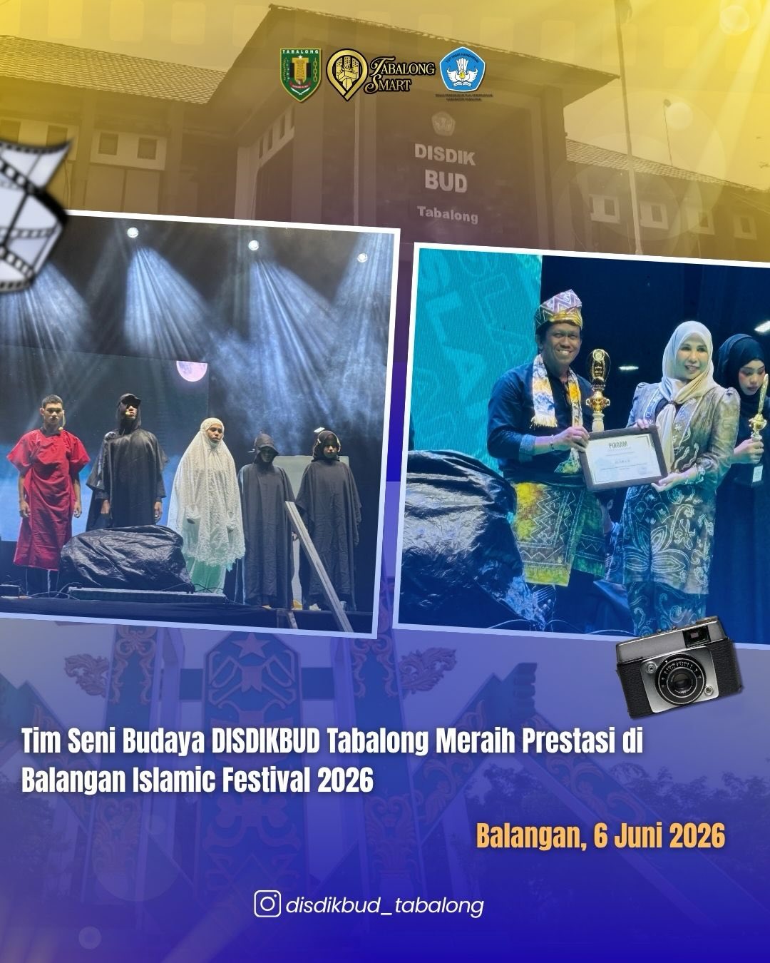 Tim Seni Budaya Dinas Pendidikan dan Kebudayaan berhasil meraih Juara 2 Lomba Musikalisasi Puisi pada ajang Balangan Islamic Festival 