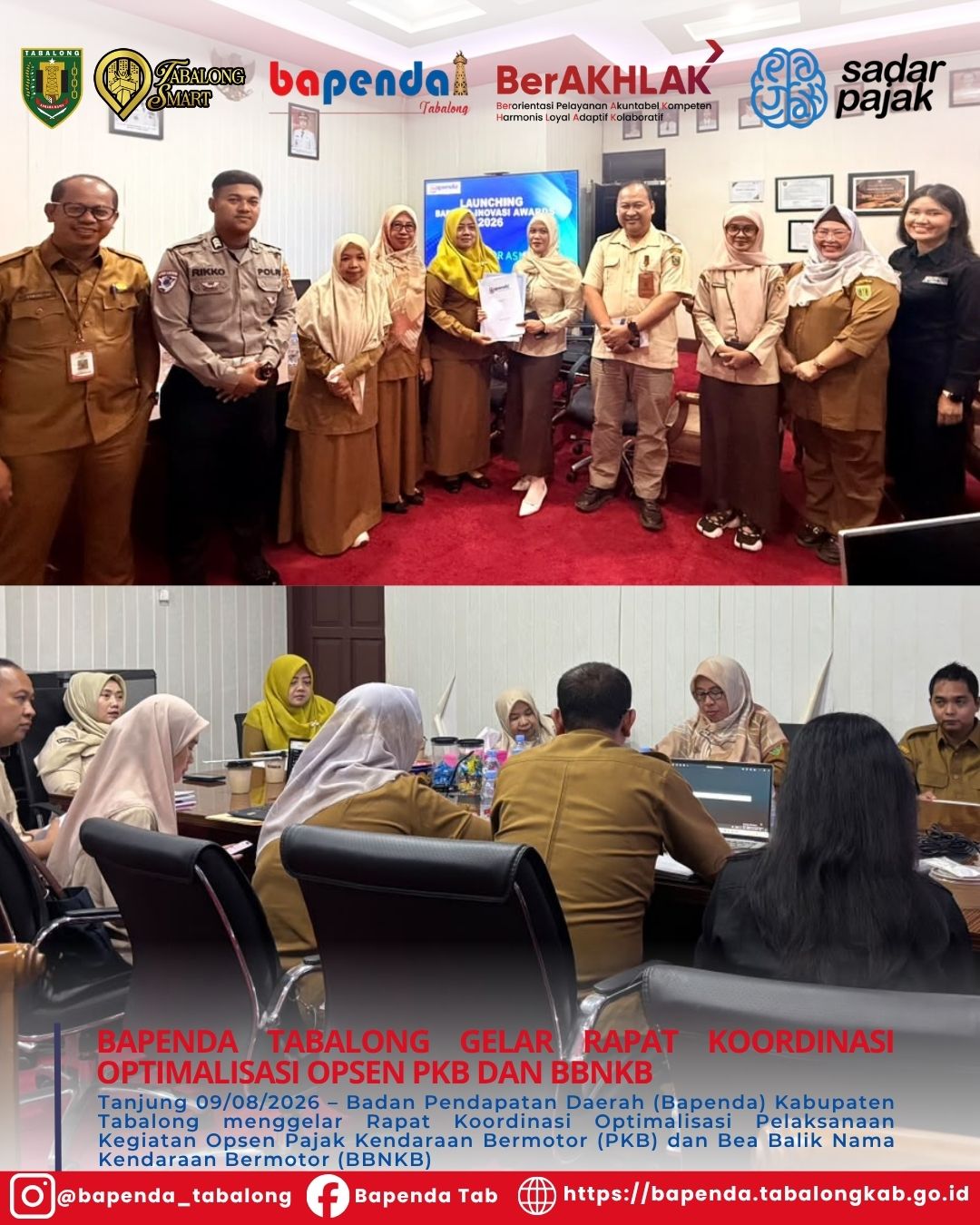 BAPENDA TABALONG GELAR RAPAT KOORDINASI OPTIMALISASI OPSEN PKB DAN BBNKB