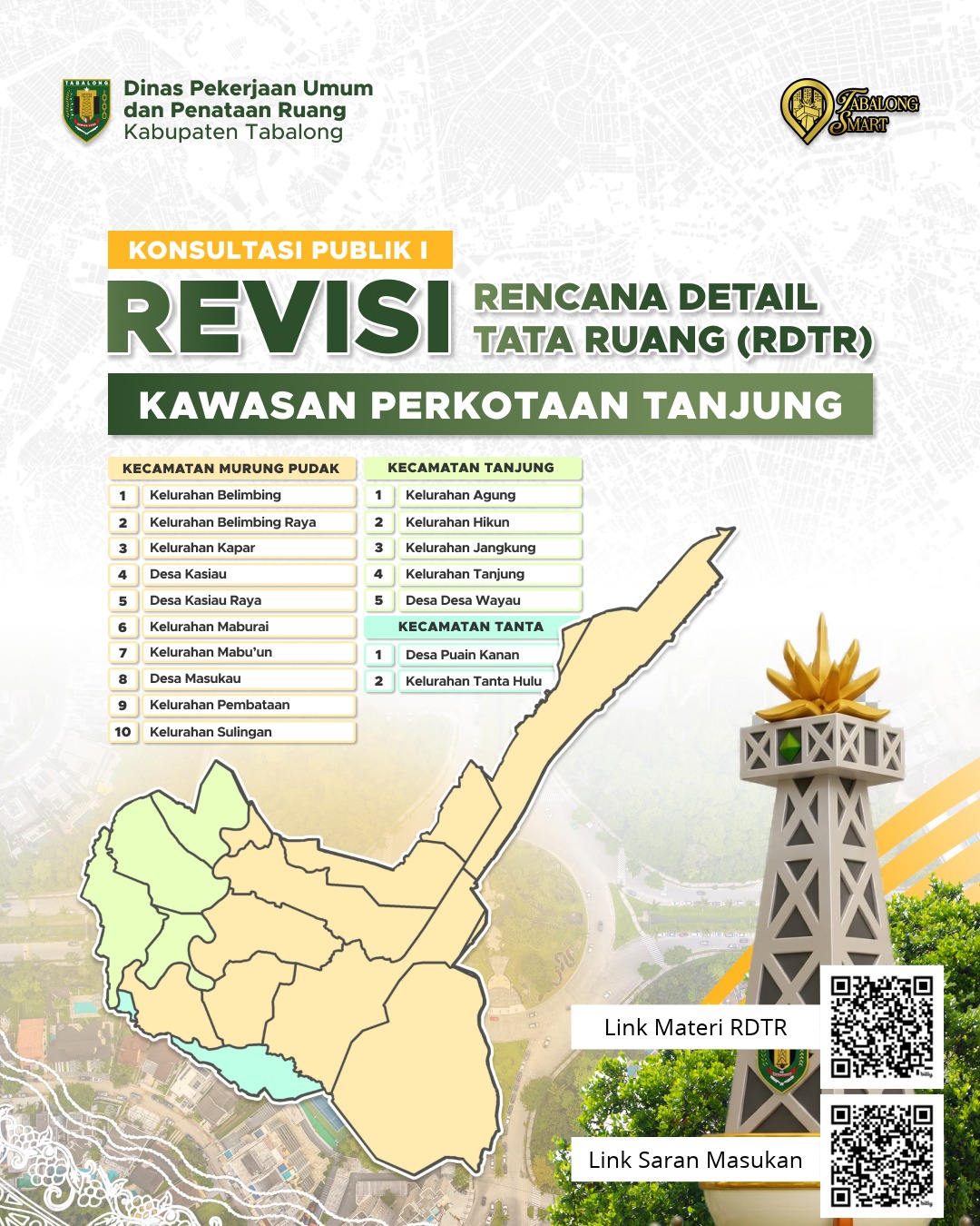 Konsultasi Publik ke-1 (KP-1) Revisi Rencana Detail Tata Ruang (RDTR) Kawasan Perkotaan Tanjung, Kabupaten Tabalong