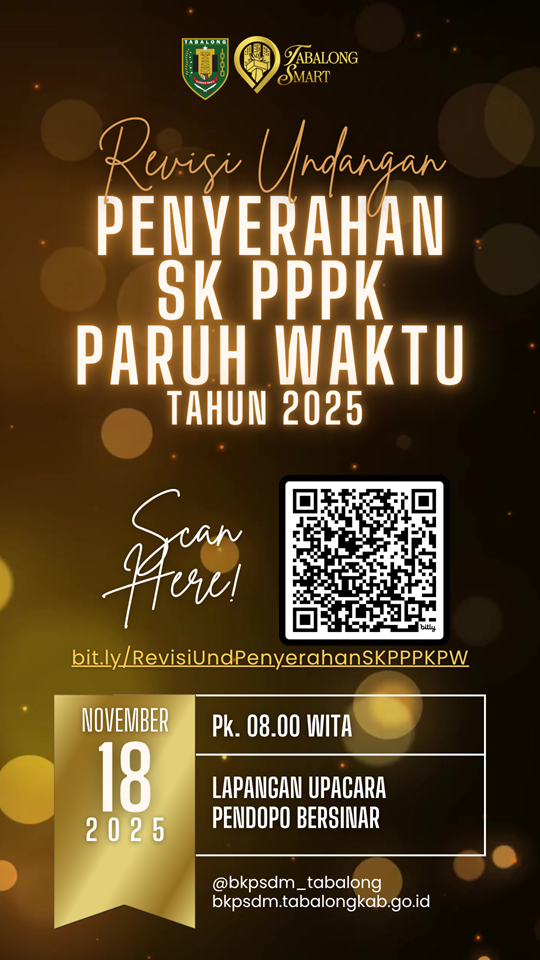 Revisi Surat Undangan Penyerahan SK PPPK Paruh Waktu di Lingkungan Pemerintah Kabupaten Tabalong