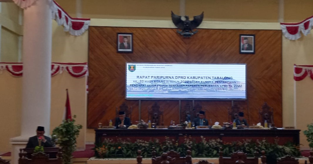 Rapat Paripurna DPRD Kabupaten Tabalong dalam Rangka Penyampaian Pendapat Akhir Fraksi Terhadap Raperda Perubahan APBD TA 2022