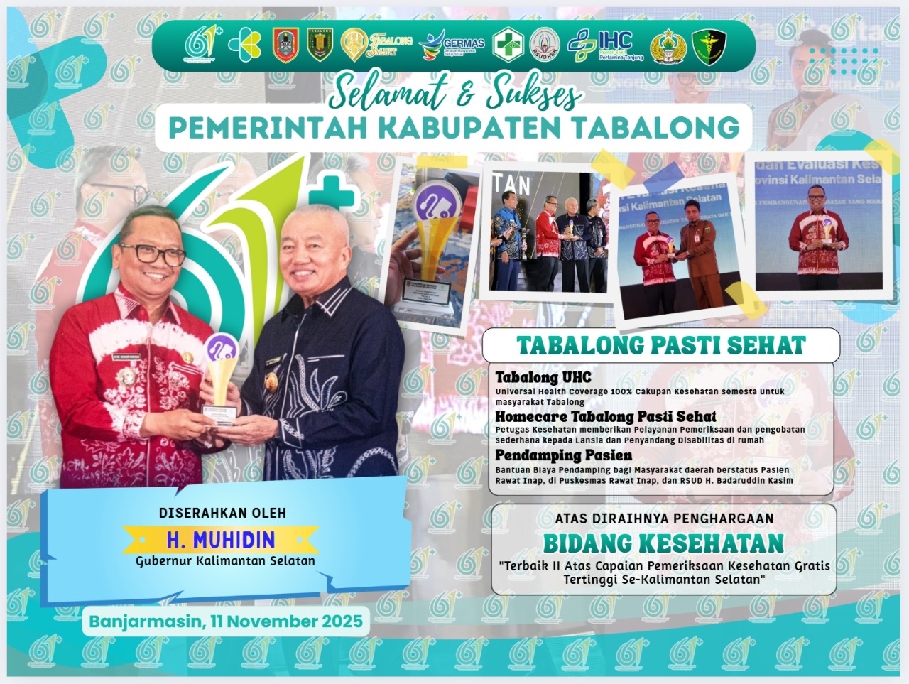 PEMERINTAH KABUPATEN TABALONG RAIH PENGHARGAAN BIDANG KESEHATAN TERBAIK II SE-KALIMANTAN SELATAN
