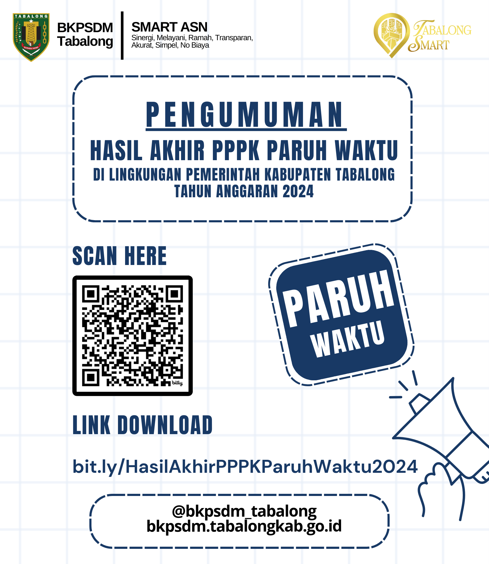 Pengumuman Hasil Akhir PPPK Paruh Waktu di Lingkungan Pemerintah Kabupaten Tabalong Tahun Anggaran 2024