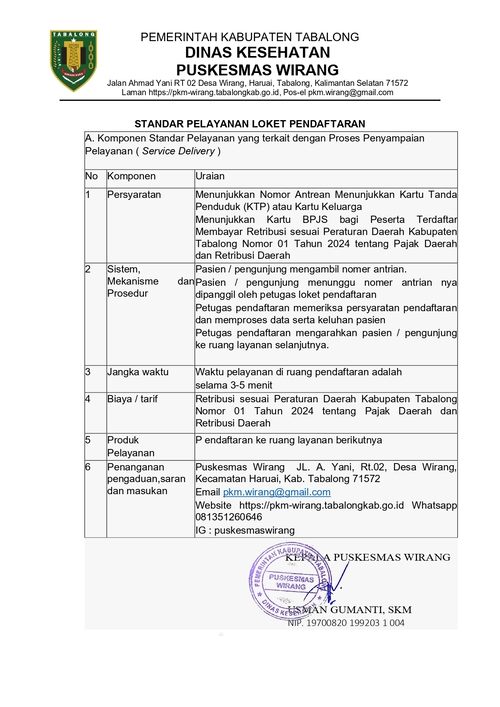 STANDAR PELAYANAN