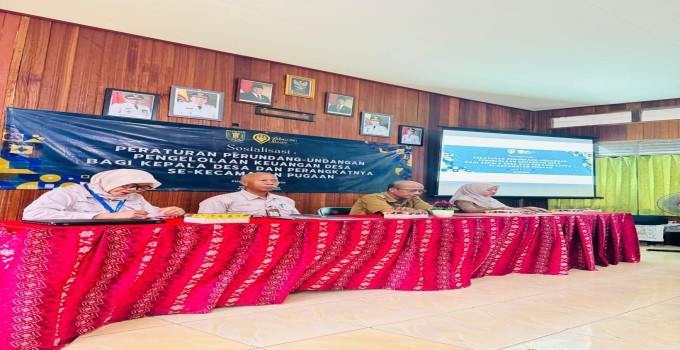 Pelaksanaan kegiatan Sosialisasi Peraturan Perundang-undangan pengelolaan Keuangan Desa bagi Kepala Desa dan Perangkatnya se Kecamatan Pugaan