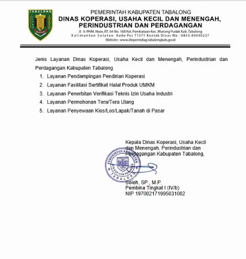 Jenis Layanan Dinas