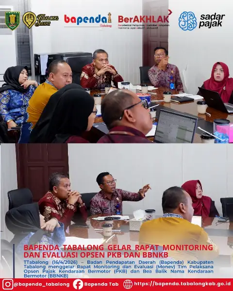 BAPENDA TABALONG GELAR RAPAT MONITORING DAN EVALUASI OPSEN PKB DAN BBNKB