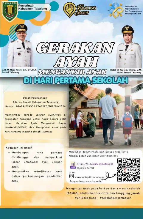 Bupati Tabalong Terbitkan Surat Edaran Gerakan Ayah Mengantar Anak di Hari Pertama Sekolah dan Gerakan Ayah Mengambil Rapor