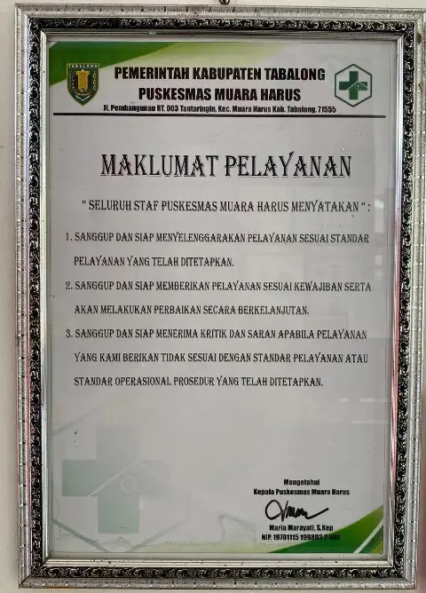 MAKLUMAT PELAYANAN PUSKESMAS MUARA HARUS