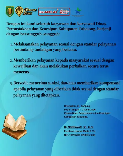 Maklumat Pelayanan Dinas Perpustakaan dan Kearsipan Kabupaten Tabalong