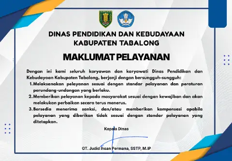 Maklumat Pelayanan Dinas Pendidikan dan Kebudayaan