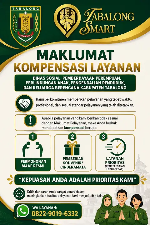 Maklumat Kompensasi Layanan DINSOS P3AP2KB Kabupaten Tabalong