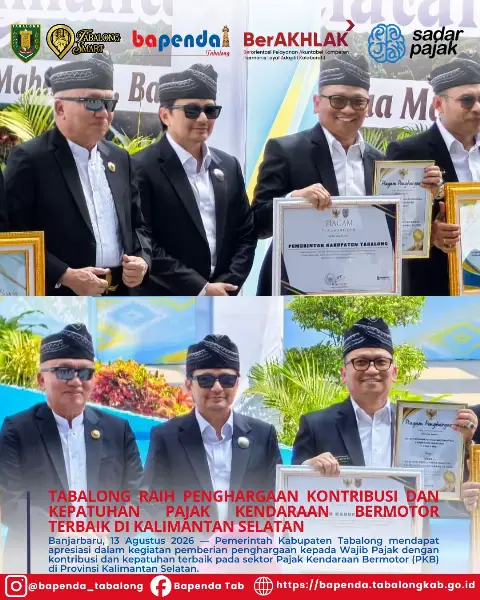 Tabalong Raih Penghargaan Kontribusi dan Kepatuhan Pajak Kendaraan Bermotor Terbaik di Kalimantan Selatan