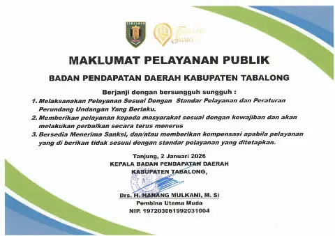 Bapenda Tabalong Tegaskan Komitmen Peningkatan Kualitas Layanan Melalui Maklumat Pelayanan Publik