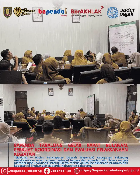 Bapenda Tabalong Gelar Rapat Bulanan, Perkuat Koordinasi dan Evaluasi Pelaksanaan Kegiatan