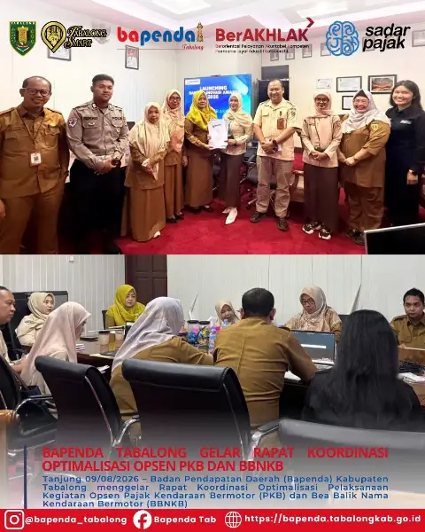 BAPENDA TABALONG GELAR RAPAT KOORDINASI OPTIMALISASI OPSEN PKB DAN BBNKB