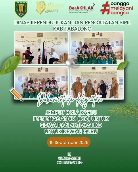 Layanan Jemput Bola Kartu Identitas Anak (KIA) bagi Siswa dan Aktivasi Identitas Kependudukan Digital (IKD) bagi Dewan Guru di SDN Marindi Kab Tabalong