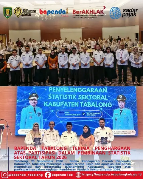 Bapenda Tabalong Terima Penghargaan atas Partisipasi dalam Pembinaan Statistik Sektoral Tahun 2026