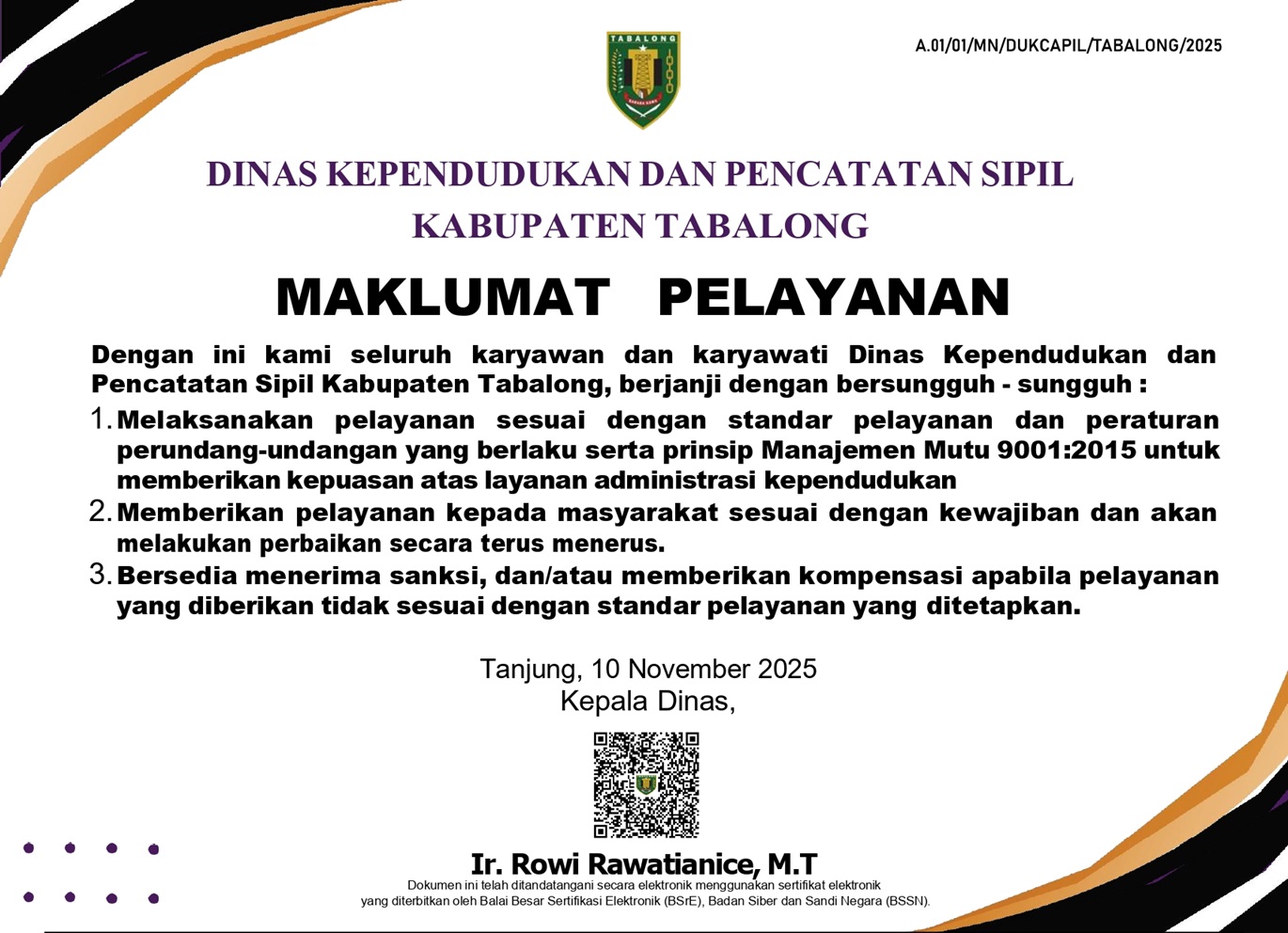 Maklumat Pelayanan